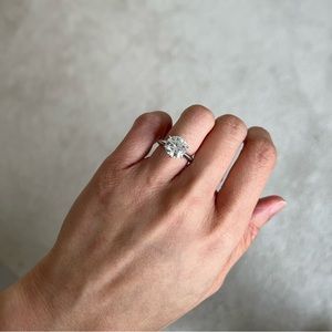 3 Carat Moissanite Engagement Ring Size 3.5 Sterling Silver